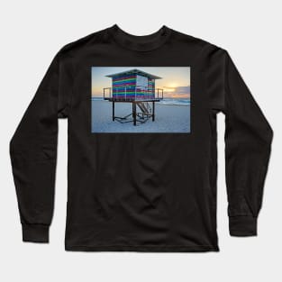 Cancun Beach Colorful Lifeguard House at Sunrise Playa Cancun Mexico MX Long Sleeve T-Shirt